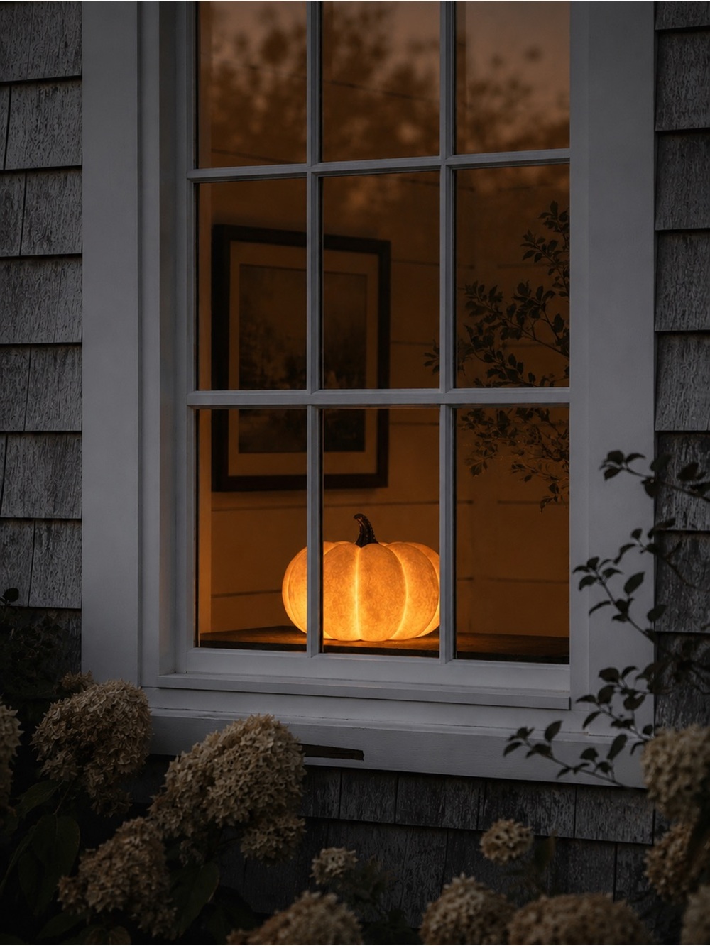 Sculptural Pumpkin Light Fixture | Hardwired Installation | Solar-Capable | NIB